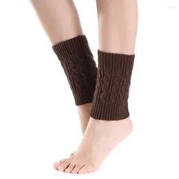 Women Socks Retro Solid Colour Knitted Leg Warmer Winter Thermal Short Ankle Cover Twist Woven Boot Cuffs Trim Shoes Accessories