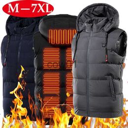 Men's Down Parkas Smart Temperature Control Heated Vest for Men 9 Zones Heat Plus Size Heating Jacket Warm Electric Heating Clothing J231026