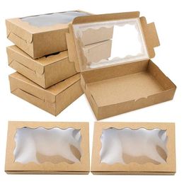 Kraft Paper DIY Gift Box With Window Wedding Birthday Party Decoration Cake Packaging Box Event Party Gift Case
