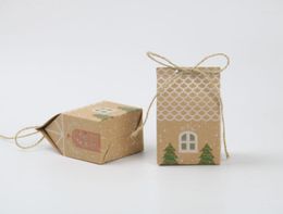 Gift Wrap Party Favour Box Packing For Christmas Bags And Candy Decorations 10Pieces/lot Kraft Paper Of HouseGift