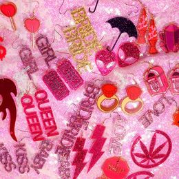 Stud Y2k Earrings For Women Hip Hop Pink Cute Flame Snake Rock Lightning Queen Alien Set 231025