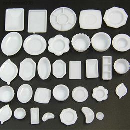 Kitchens Play Food 33Pcs/Set 1/12 Dollhouse Resin Clear Miniature Plate Dish Kitchen Tableware Toy Plates Doll Kitchen Toys NewL231026