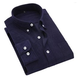 Men's Dress Shirts Man Thick Fabric And Blouses Solid Colour Long Sleeve Casual Slim Fit Formal Business Up Tops Clothing Shirt For Men