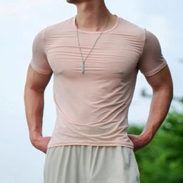 Men's T Shirts CLEVER-MENMODE Summer Men T-shirts Ice Silk Mesh Casual O-neck Short Sleeve Shirt Tee Tops Male Clothing Streetwear