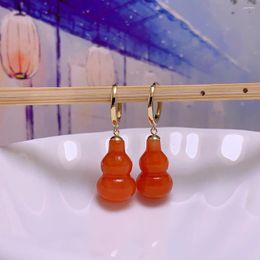 Stud Earrings Shilovem 18K Yellow Gold Real Natural South Red Agate Fine Jewellery Wedding Plant Christmas Gift Yze0915886nh