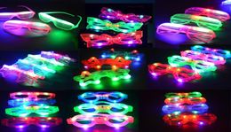 Popular Children Blinking LED Blind Shutter Eye glasses Party Light Up Flashing Multi Style wedding Favours and gifts5684108