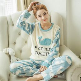 Women's Sleepwear Wholesale- Flannel Pigiama Donna Pyjamas Women Pyjamas For Winter Pyjama Sets Pijama Feminino Mujer