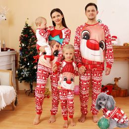 Family Matching Outfits Xmas Look Cute Deer Print Mother Father Kids Baby Dog Romper Christmas Pyjamas Set Soft Loose Sleepwear 231026