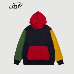 Men's Hoodies INFLATION Colorblock Christmas Unisex Loose Fit Style Pullovers