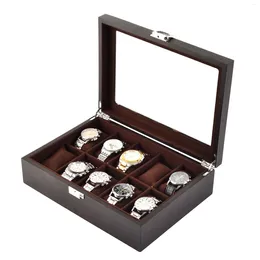 Watch Boxes 12 Grids Luxurious Wooden Clock Box Jewellery Display Case Holder Organiser For High-end Men's And Women's Gifts