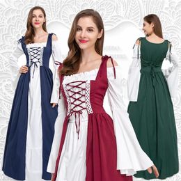 Casual Dresses Spring Autumn Girl Flare Sleeve Retro Princess Long Dress Women Medieval Design For Womens High Quality Court