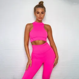 Women's Pants Summer Yoga Solid Colour Vest And Two-Piece Set Bright Back Zipper Stretch Breathable Tight Sport Gym Suit