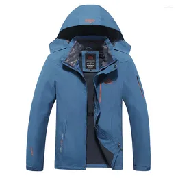 Hunting Jackets Men Hiking Jacket Warm Waterproof Windproof Fleece Skiing Camping Softshell Outdoor Coat For Male Large Size