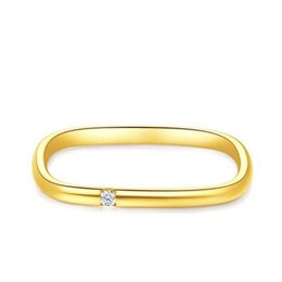 Simple Fashion Jewellery Square Ring 925 Sterling Silver&Gold Fill Solitaire CZ Diamond Party Lovely Women Wedding Band Ring For Lov2533