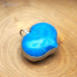 Pendant Necklaces 10Pcs Wholesale Blue Copper Tin Howlite Stone Gift For Her Handmade Jewellery Soldered Heart Shape Point PM27316