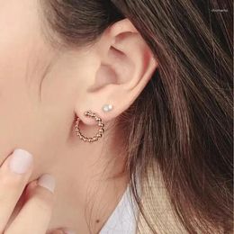 Hoop Earrings 2023 High Polished Tiny Round Beaded Link Circle Earring For Women Classic Fashion Geometric Simple Jewellery