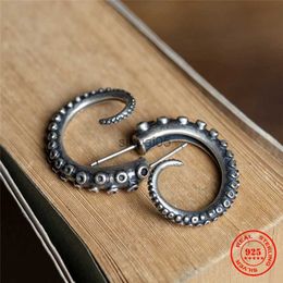 Stud MKENDN Punk Style Jewellery S925 Silver Cool Octopus Claw Tentacles Ear For Men And Women Anti-Allergy Earrings Femme YQ231026