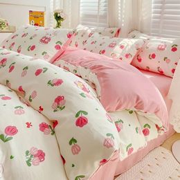 Bedding sets Solid Color Sets Single Double Queen Size Gauze material Duvet Cover 231026