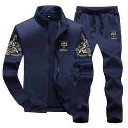 Plus Size 6XL 7XL M-9XL Track Suit Men 2 Piece Jacket Pants Set Male Fitness Sporting Tracksuits Men's Sportswear Sets305h
