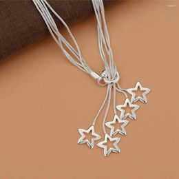 Pendant Necklaces Fine For Women Wedding Cute Necklace Beautiful Fashion Elegant Silver Plated Charm Star Chain Pretty Jewellery