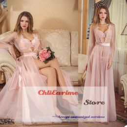 Women's Sleepwear 2023 Women Lace Lingerie Bride Robe For Wedding Party With Satin Belt