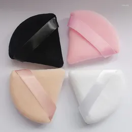 Makeup Sponges 100pcs Cosmetic Supplies White Black Fan Shaped Triangle Cotton Powder Puff With Ribbon For Beauty