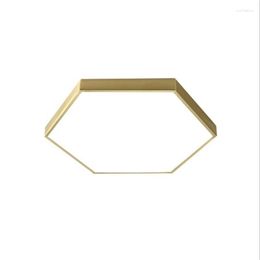 Ceiling Lights Led Bedroom H65 All Copper Lamp Nordic Postmodern Minimalist Hexagon Balcony Study Creative Brass