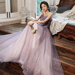 Ethnic Clothing Elegant Tube Top Gradient Chiffon Evening Dress Cheongsam Back Bandage Prom Fomail Gown Vestidos De Noche