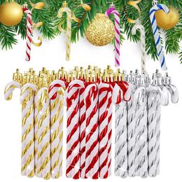 Christmas Decorations 126Pcs Candy Canes Plastic Xmas Tree Hanging Pendant Colorful Glitter Ornaments Home Year Decors Gifts 231026