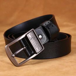 Belts BEAFIRY New Cowhide Retro Men's Fashion Casual Strap Belt Genuine Leather Male Pin Buckle Boys Pants Jeans Gift Black Brown YQ231026