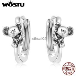 Stud WOSTU 925 Sterling Silver Cute koala Earrings Ear Buckles Simple Circle For Women Fashion Jewellery CTE507 YQ231026