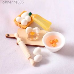 Kitchens Play Food 5PCS/lot Dollhouse Miniature Rolling Pin Egg Bowl Model for Barbies Doll Miniature Pretend Play Kitchen Food Toy AccessoriesL231026