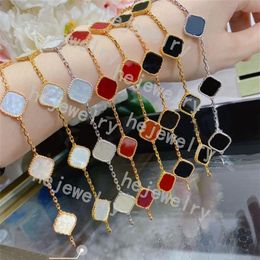 Luxury designer bracelet for women 4 four leaf clover charm bracelet 18K gold Jewellery agate shell mother of pearl chain fashion we236W