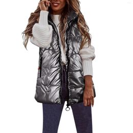 Women's Vests Women Casual Solid Coat Pocket Hooded Vest Zipper Loose Sleeveless Pockets Jacket Coats Insulated Quilted Jackets