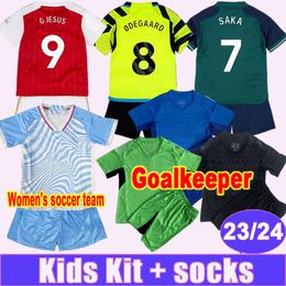 2023 24 TIERNEY SAKA Kids Kit Soccer Jerseys GABRIEL G. JESUS SMITH ROWE MARTINELLI WHITE Home Away 3rd Goalkeeper Chid Suit Short Sleeve Football Shirts