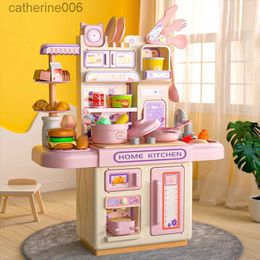 Kitchens Play Food Children's Play House Lighting/Spray Simulation Kitchen Set Parent-child Interactive Cooking Ingredients Kitchen Utensils ToyL231026