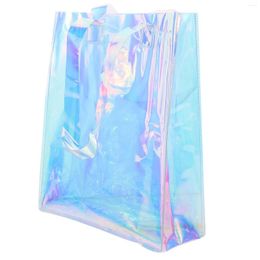 Storage Bags Iridescent Tote Bag Women Beach Handbag Holographic Work Shopping For Outdoor Pvc