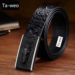 Belts New Fashion Business Male Luxury Crocodile Striped Genuine Leather Belt Men Designer High Quality YQ231026