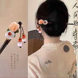 Hair Clips Ebony Tassel Step Shaking Hairpin Chopstick Stick Ancient Style Ornament Pan Headdress Flower Accessories