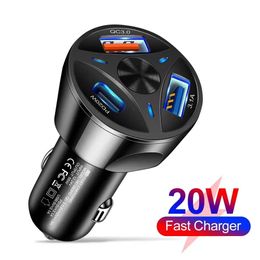 3 Port 20W PD Car Charger 3A Quick Charge QC3.0 USB Type C Car Phone Charger For iPhone 15 14 Samsung s23 Pixel LG Phone Adapter