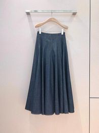 Skirts 2023 Autumn Women Clothes Fashion Denim Long Skirt High Waist Big Swing Vintage Pleated