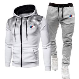 Men's Tracksuits 2021 Fashion Autumn Winter Trousers Hoodie Pullover Two-piece Jogging Suit M-3XL Cotton Track Field Sports255e