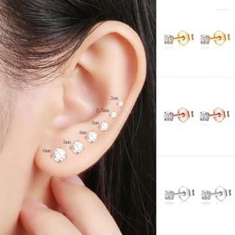 Stud Earrings 2-6mm Zircon Earring 925 Sterling Silver Cute Mini 18k Gold Plated Ear Bone Earlobe Piercing Jewerly For Women Men