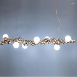 Chandeliers Nordic Restaurant Led Chandelier Light Luxury Art Living Room Personality Long Dining Table Bar Lamp Deco Fixture