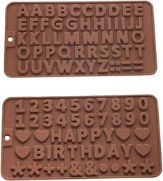 Baking Moulds 2PCS26 Letters Happy BirthdayNumbersSymbols Mold Chocolate Decorating Silicone Tray 231026