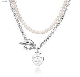 Pendant Necklaces jewelry gold torque bangle pendant necklace set Pearl double layer fine Jewelry chain link chains love designer couple Q231026