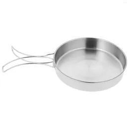 Pans Non-stick Frying Pan Stainless Steel Outdoor Camping Pot Foldable