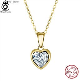 Pendant Necklaces ORSA JEWELS 14K Gold Plated Sterling Silver Brilliant Heart Cubic Zirconia Necklace Premium CZ Pendant 925 Jewellery Gifts APN04 Q231026