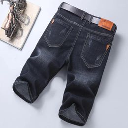 Men's Jeans Blue Black Trendy Denim Shorts Summer Business Casual Stretch Straight Cowboy Cropped Trousers Male Brand Slim Pants