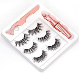 3 Pairs Magnetic Eyelashes False Lashes Liquid Eyeliner Tweezer eye makeup set 3D magnet False eyelashes Natural reusable No Glu7997279